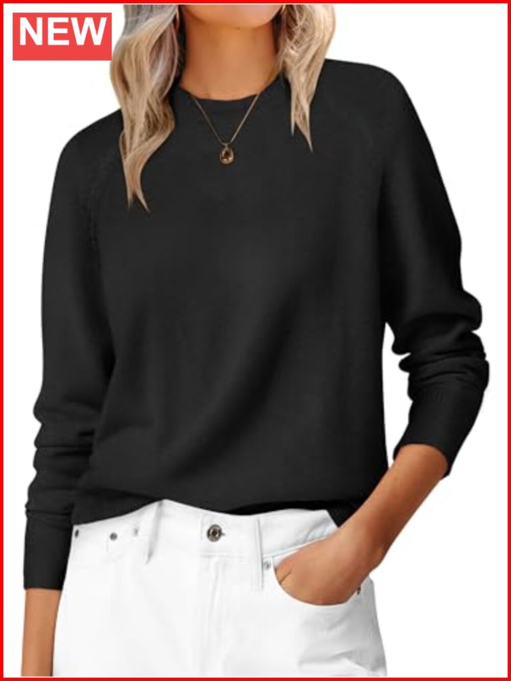 Women's Long Sleeve Crew Neck Loose Fit Pullover Sweater Knit Top
